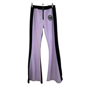 NWT Boy London Womens Y2K Flared Yoga Pants Ribbed Lilac Black Colorblock XS